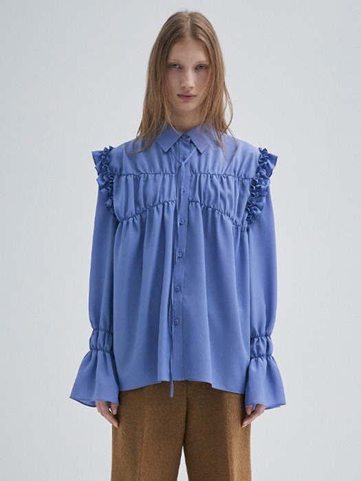 RUFFLE RIBBON BLOUSE_WHITE