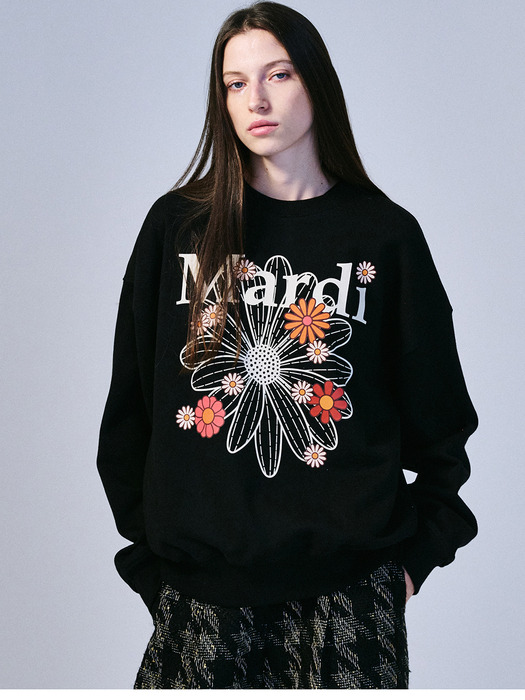 SWEATSHIRT FLOWERMARDI BLOSSOM_BLACK CREAM