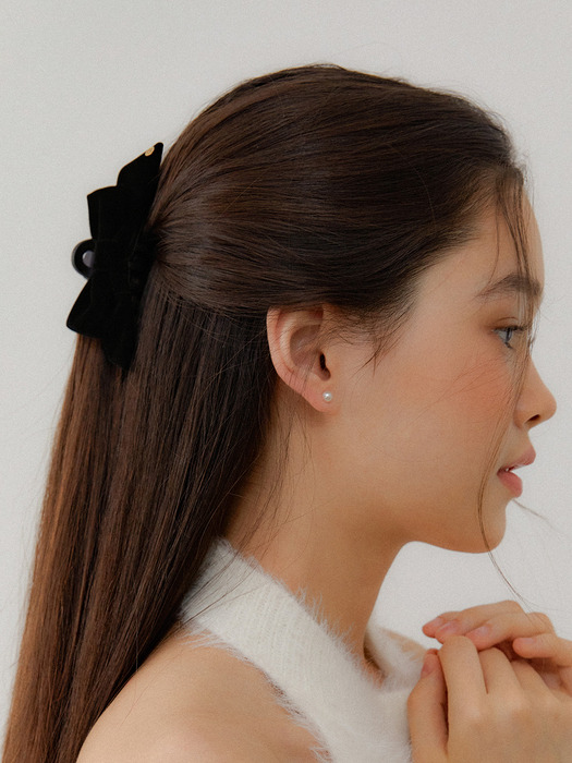 mini_classique velvet gold edge ribbon hair clip