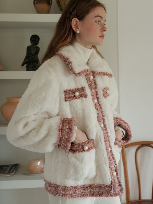 Cest_Fur tweed woolen jacket