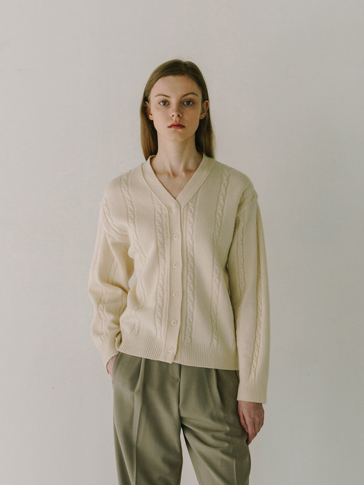 Cable Wool Cardigan - Ivory