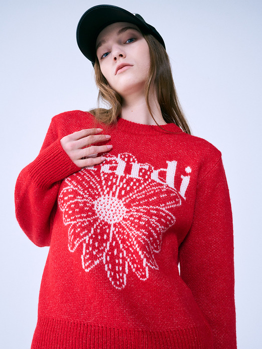 MOHAIR BLENDED KNIT PULLOVER_RED IVORY
