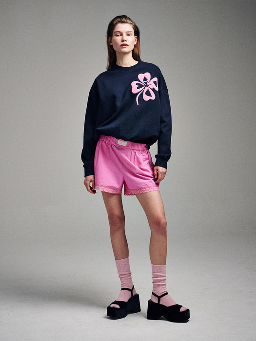 SWEATSHIRT CLOVERMARDI BOUCLE_NAVY PINK