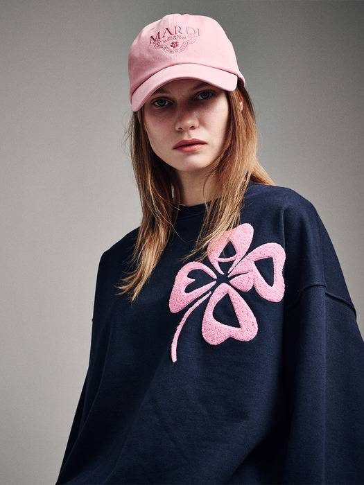 SWEATSHIRT CLOVERMARDI BOUCLE_NAVY PINK