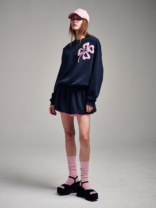 SWEATSHIRT CLOVERMARDI BOUCLE_NAVY PINK