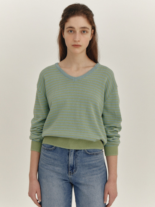 Stripe Collar Knit(Green)