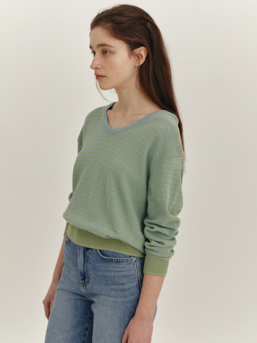 Stripe Collar Knit(Green)