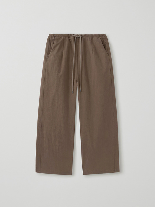 crispy cotton string pants_khaki brown.