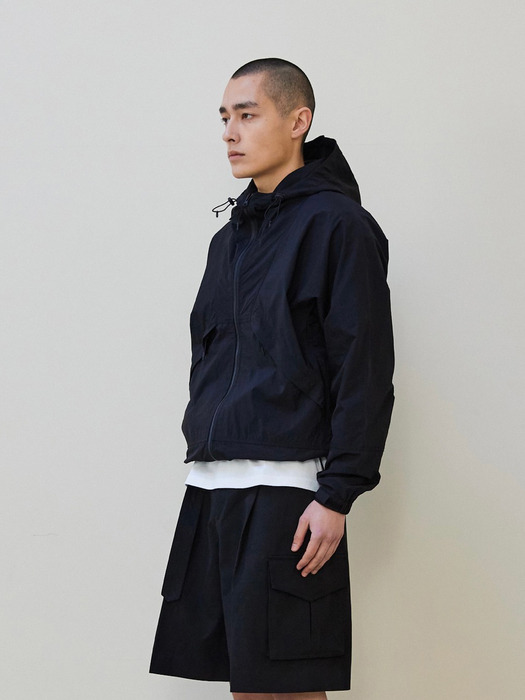 Slit Windbreaker Jacket (Black)