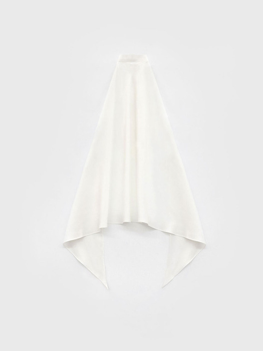 Two Layers Scarf Blouse In Silk  - Ivory