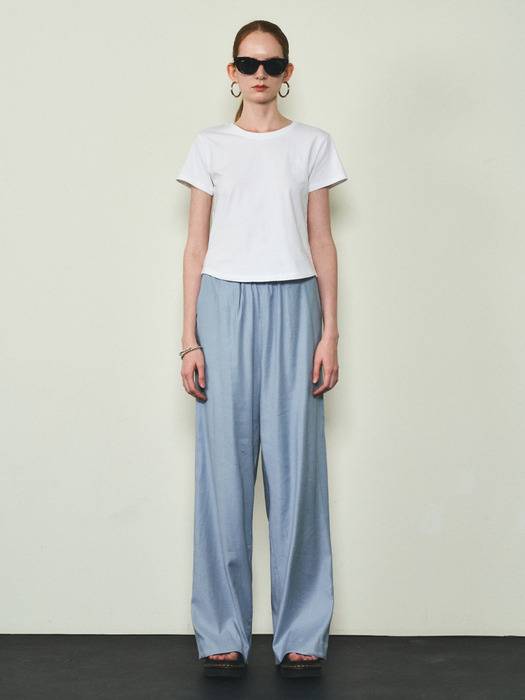 Linen Wide Banding Pants_CTB524(Light Blue)