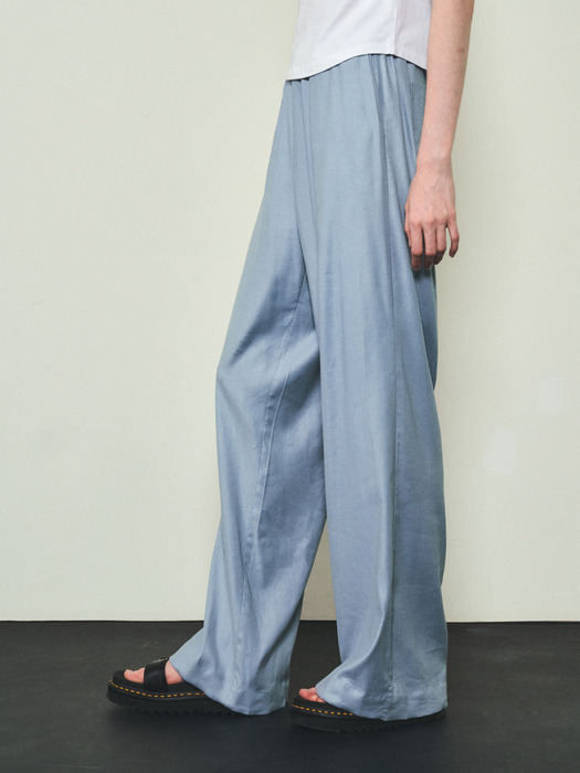 Linen Wide Banding Pants_CTB524(Light Blue)