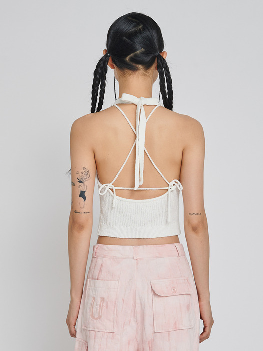 BOOKLE HALTER KNIT TOP_IVORY