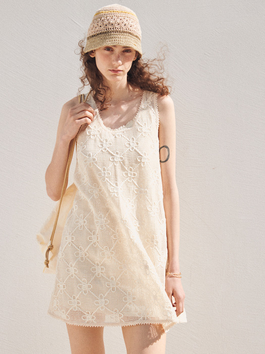 CROCHETLACE MINI DRESS_IVORY