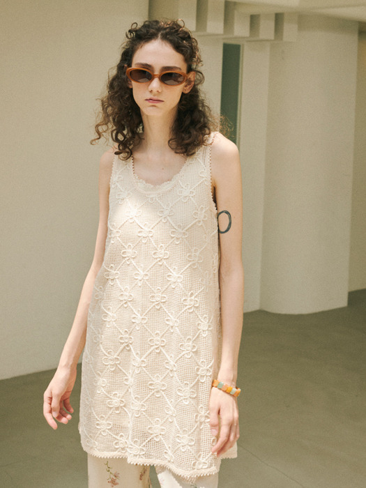 CROCHETLACE MINI DRESS_IVORY