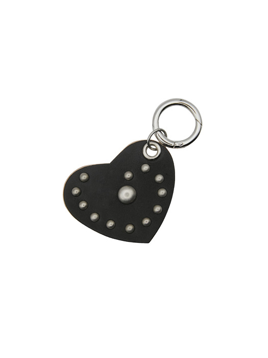 leather heart keyring-black