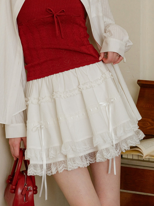 Cest_Lovely white lace cake skirt