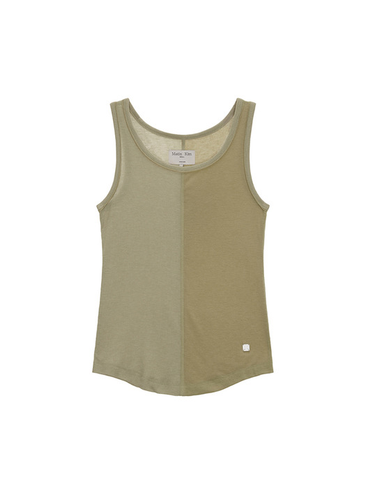 TEXTURE POINT SLEEVELESS TOP IN KHAKI BEIGE