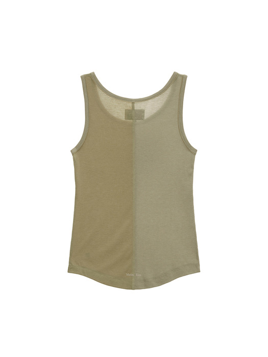 TEXTURE POINT SLEEVELESS TOP IN KHAKI BEIGE