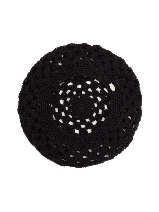 No.231 / Fruits Crochet Beret _ Black