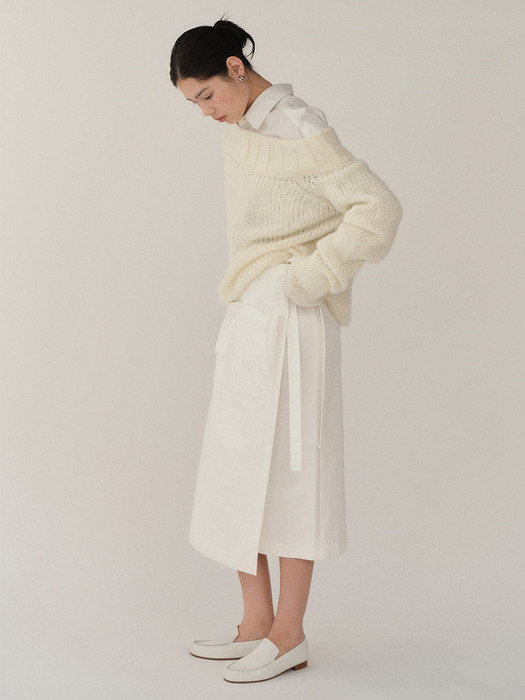 Off Shoulder Mohair Sweater Ivory