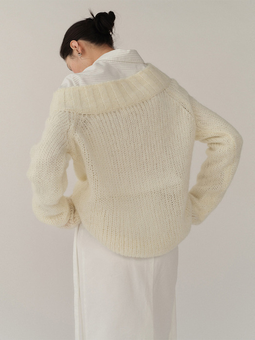 Off Shoulder Mohair Sweater Ivory