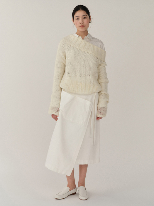 Off Shoulder Mohair Sweater Ivory