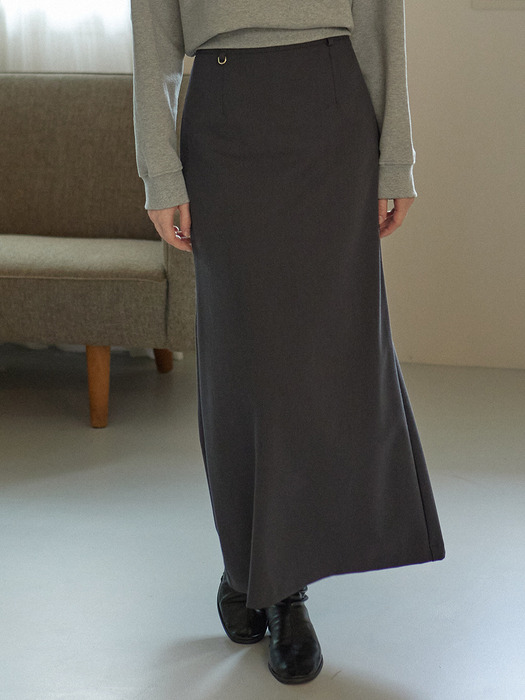 WOOL LINE SKIRT_CHARCOAL