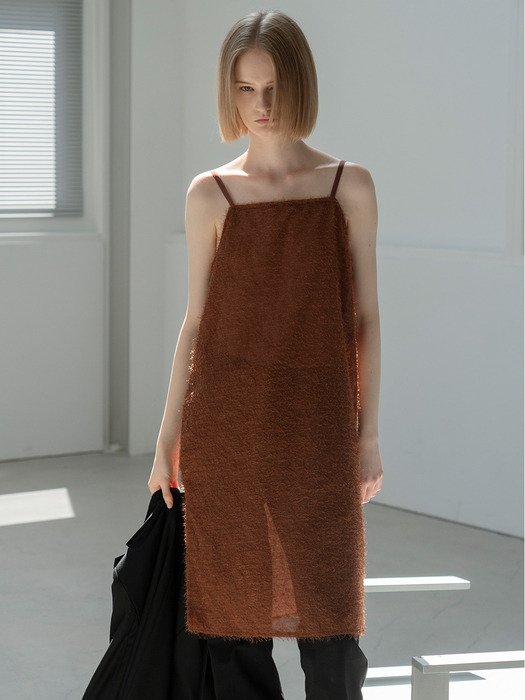 Fluffy Layered Dress_BROWN