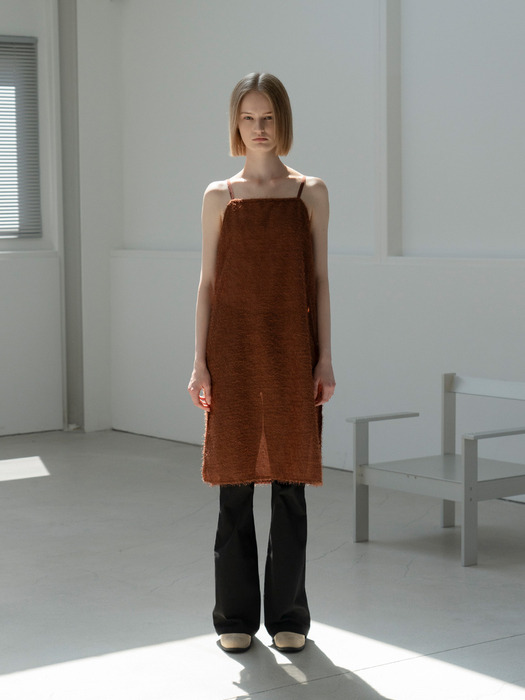 Fluffy Layered Dress_BROWN