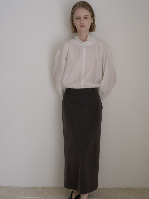 CLASSIC WOOL SLIT SKIRT_LIGHT BROWN