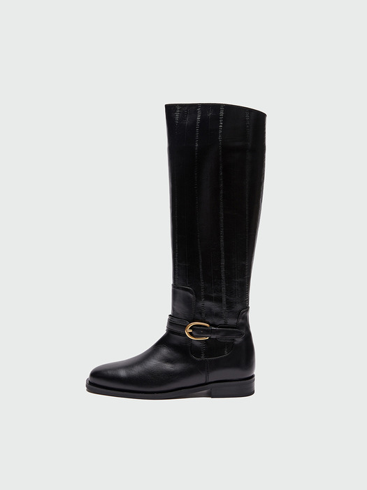 ZIHA Flat Knee-high Boots - Black