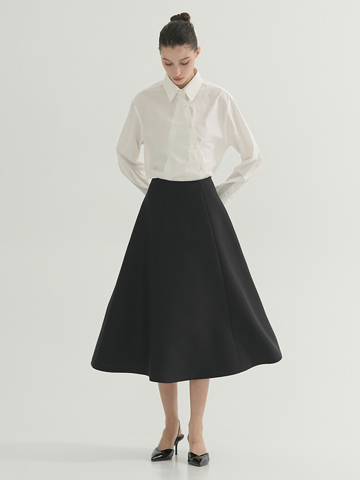 Mikado silk A-Line Skirt Black