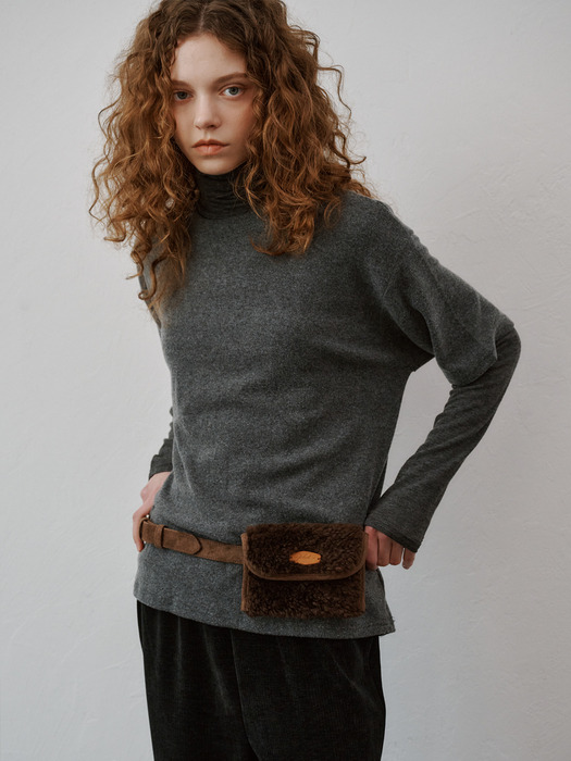 Boucle suede belt bag (Brown)