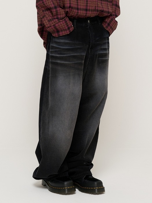 WASHED CORDUROY BALLOON PANTS (BLACK)