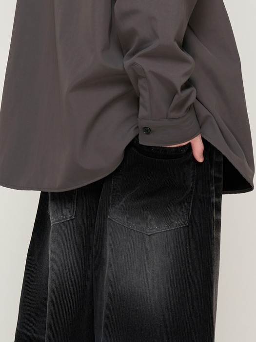 WASHED CORDUROY BALLOON PANTS (BLACK)