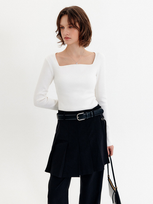다나 스퀘어 넥 슬림 니트 탑 / DANA SQUARE NECK SLIM KNIT TOP_2colors