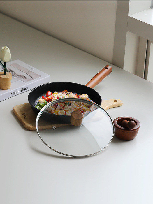 [오슬로] OSLO 느와르 블랙 IH 인덕션 겸용 우드핸들 국내생산 프라이팬 24cm