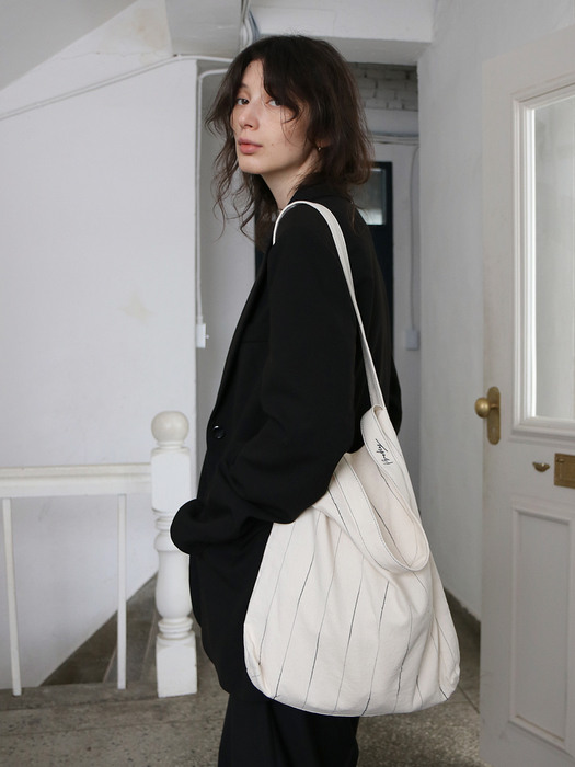 Double-strap Bag (Black/Ivory stripe)