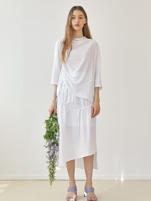 [단독]Shirring long skirt - White