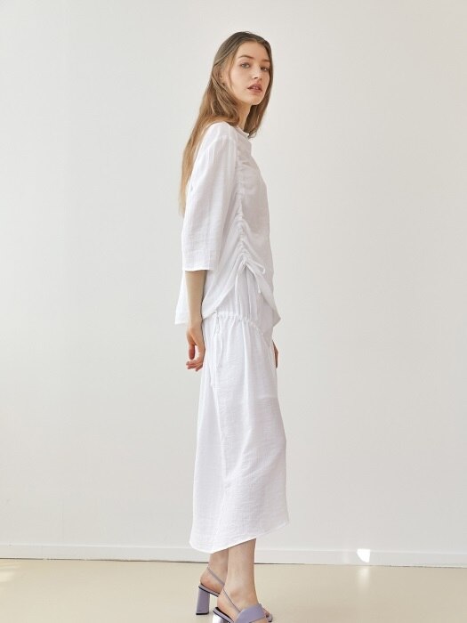 [단독]Shirring long skirt - White