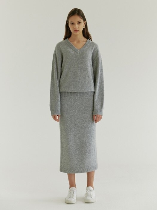 Merino Wool Knit Skirt / Gray