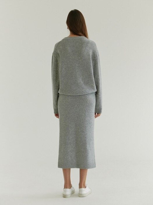 Merino Wool Knit Skirt / Gray