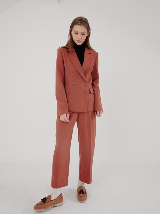 CLASSIC DOUBLE SET-UP TROUSERS ORANGE BROWN