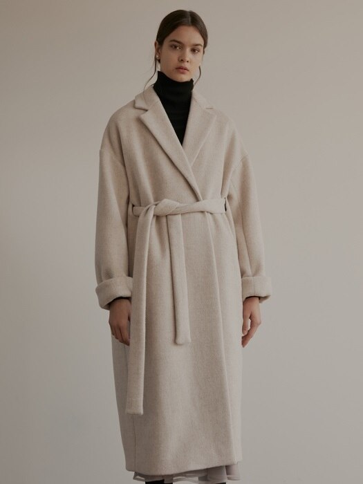 18Winter Wool Robe Coat With Belt - Oatmeal