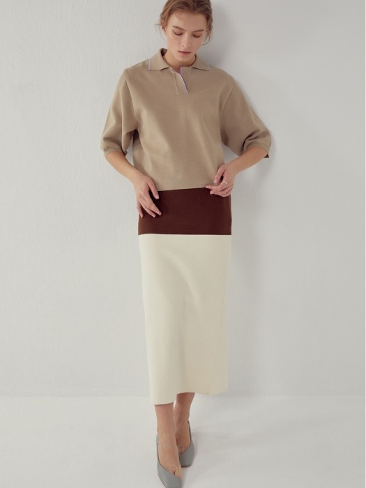 [FRONTROW X RECTO.] Color-block Knit Skirt