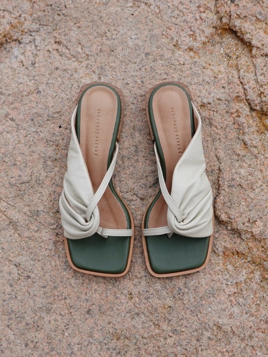 Shirring summer mules Beige