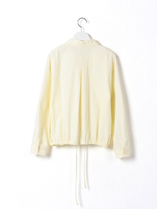 Cotton Pleat Drawstring Shirt Cream-yellow
