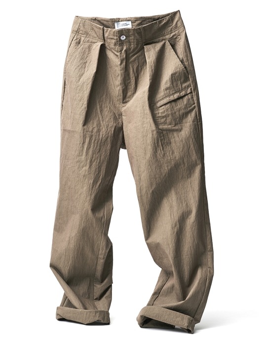 Wide Tapered Pants Khaki Brown