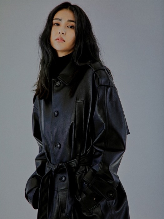Belted Trench coat_ BLK